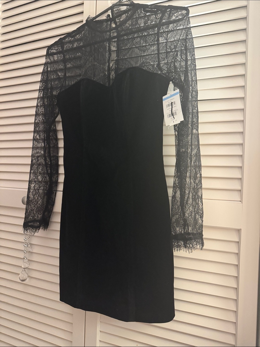 Nasty Gal Long Sleeve Velvet & Lace Minidress Nordstrom NWT Size 0 - Picture 5 of 5